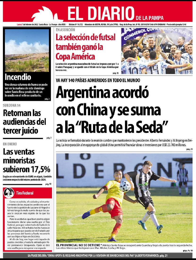 Tapa Papel Lunes 7 De Febrero De 2022 El Diario De La Pampa