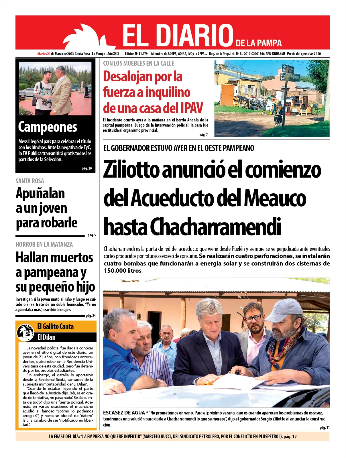 Tapa De El Diario En Papel Martes De Marzo De El Diario De