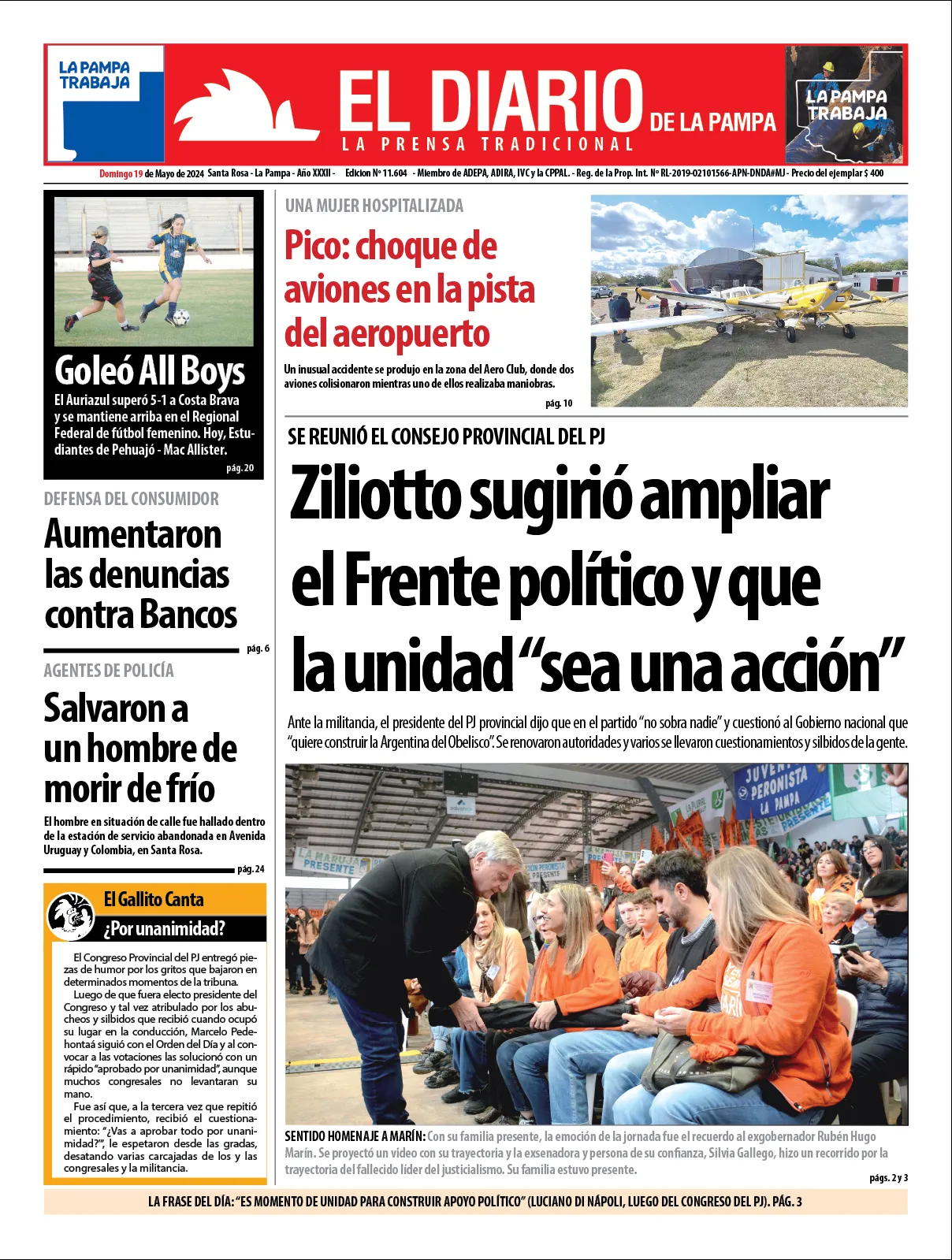 Tapa De El Diario En Papel Domingo De Mayo De El Diario De