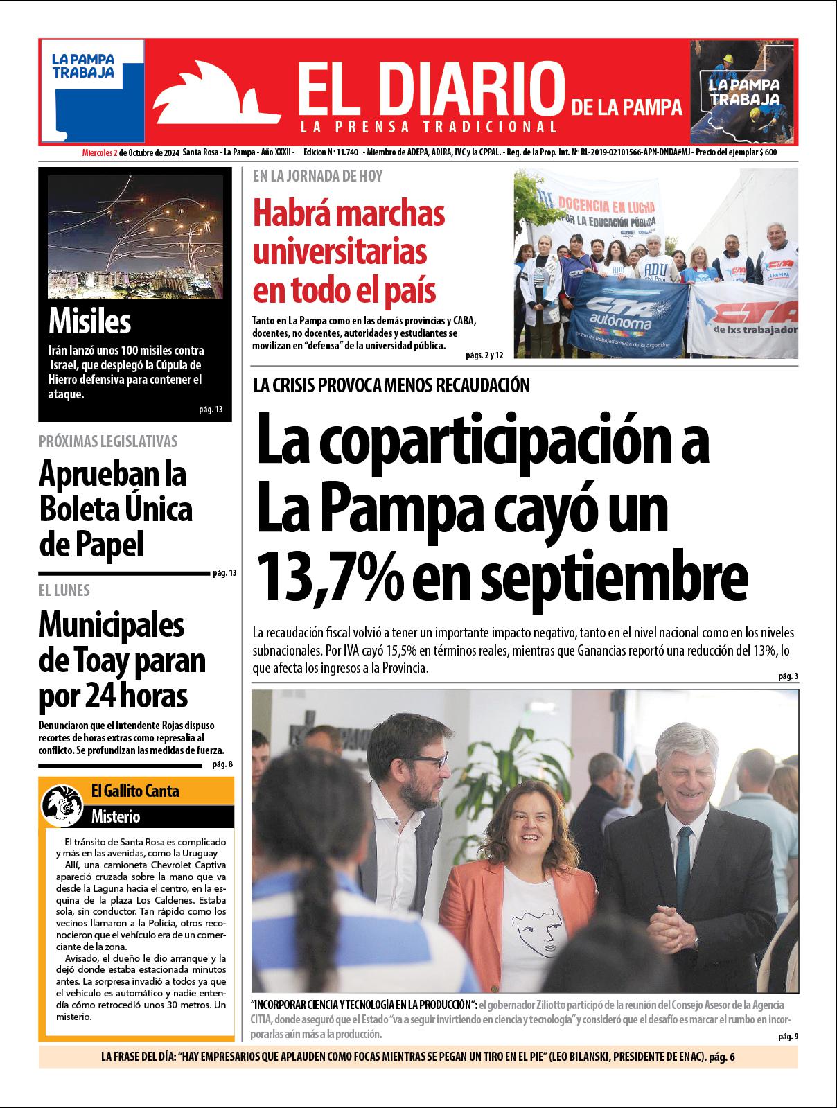 Tapa De El Diario En Papel Martes 08 De Octubre De 2024 El Diario De