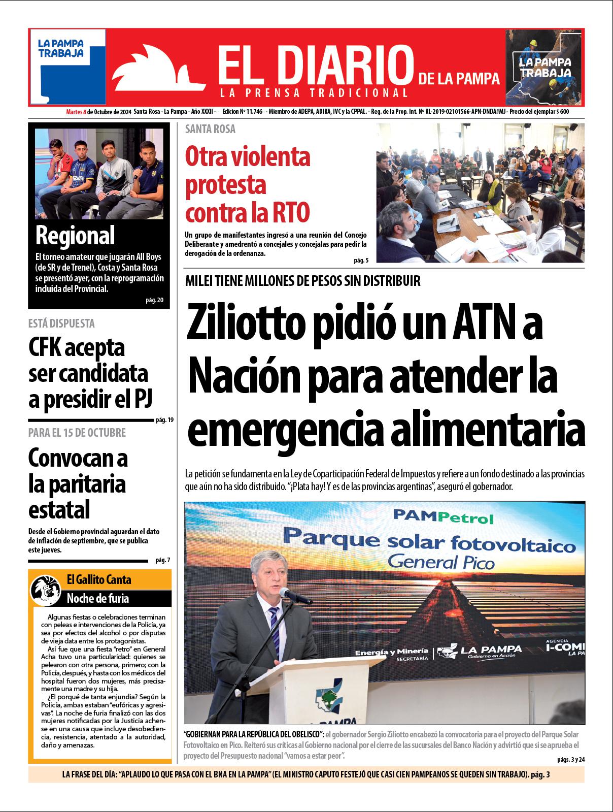 Tapa De El Diario En Papel Martes 08 De Octubre De 2024 El Diario De