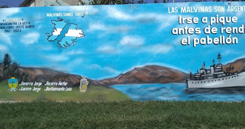 Pintaron un mural en el barrio por la gesta de Malvinas