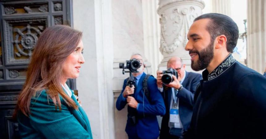 En un gesto de apoyo a la Ley Antimafias Bukele se reunioacute con Victoria Villarruel y Martiacuten Menem