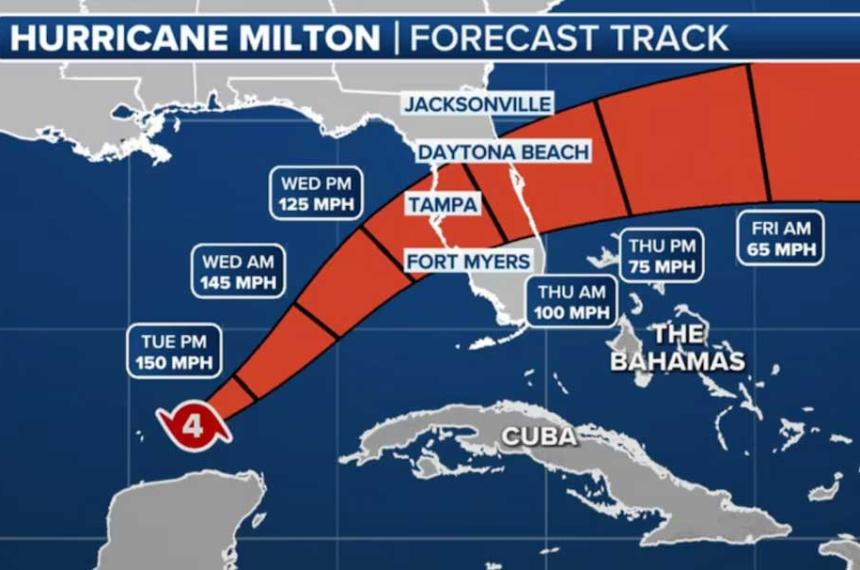 Amenaza extremadamente seria- advierten sobre el devastador huracaacuten Milton que llega a Florida