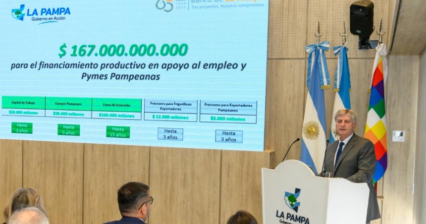 Nuevas liacuteneas de financiamiento del Banco de La Pampa por  167 mil millones