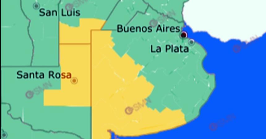 Alerta amarilla por tormentas para La Pampa