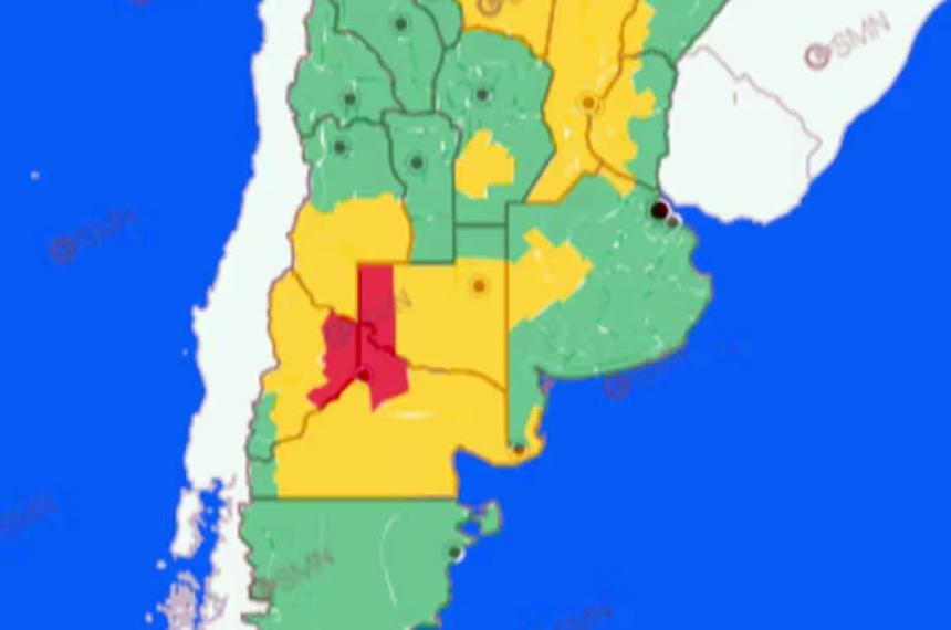 La Pampa entre las provincias con alerta roja y amarilla por calor extremo y tormentas