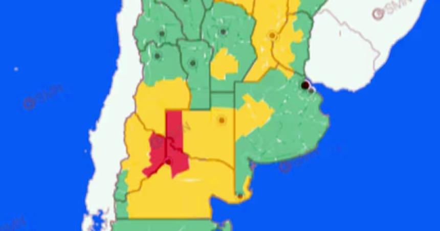 La Pampa entre las provincias con alerta roja y amarilla por calor extremo y tormentas