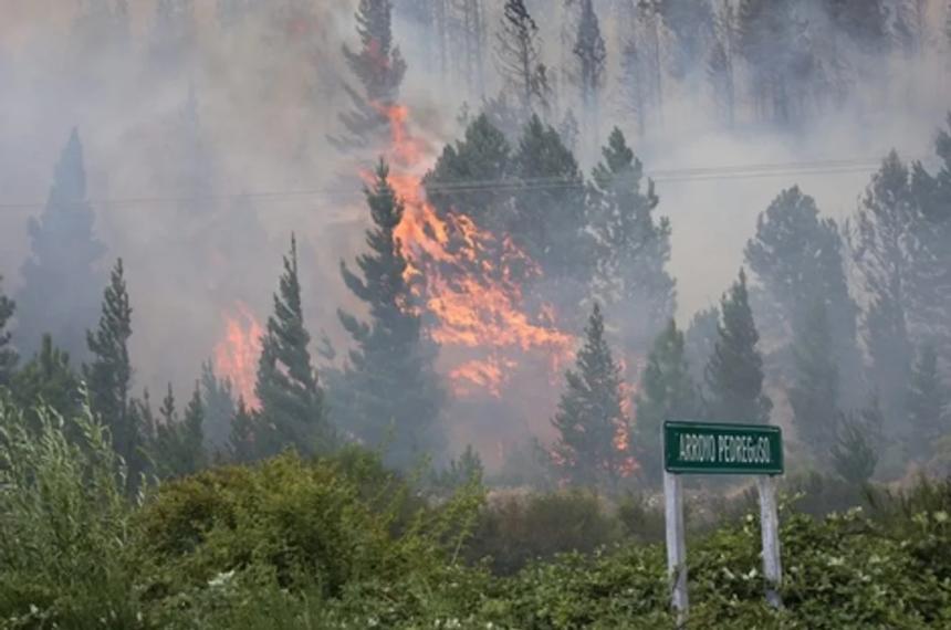 Sigue el incendio forestal en Epuyeacuten y ya se quemaron maacutes de 3 mil hectaacutereas