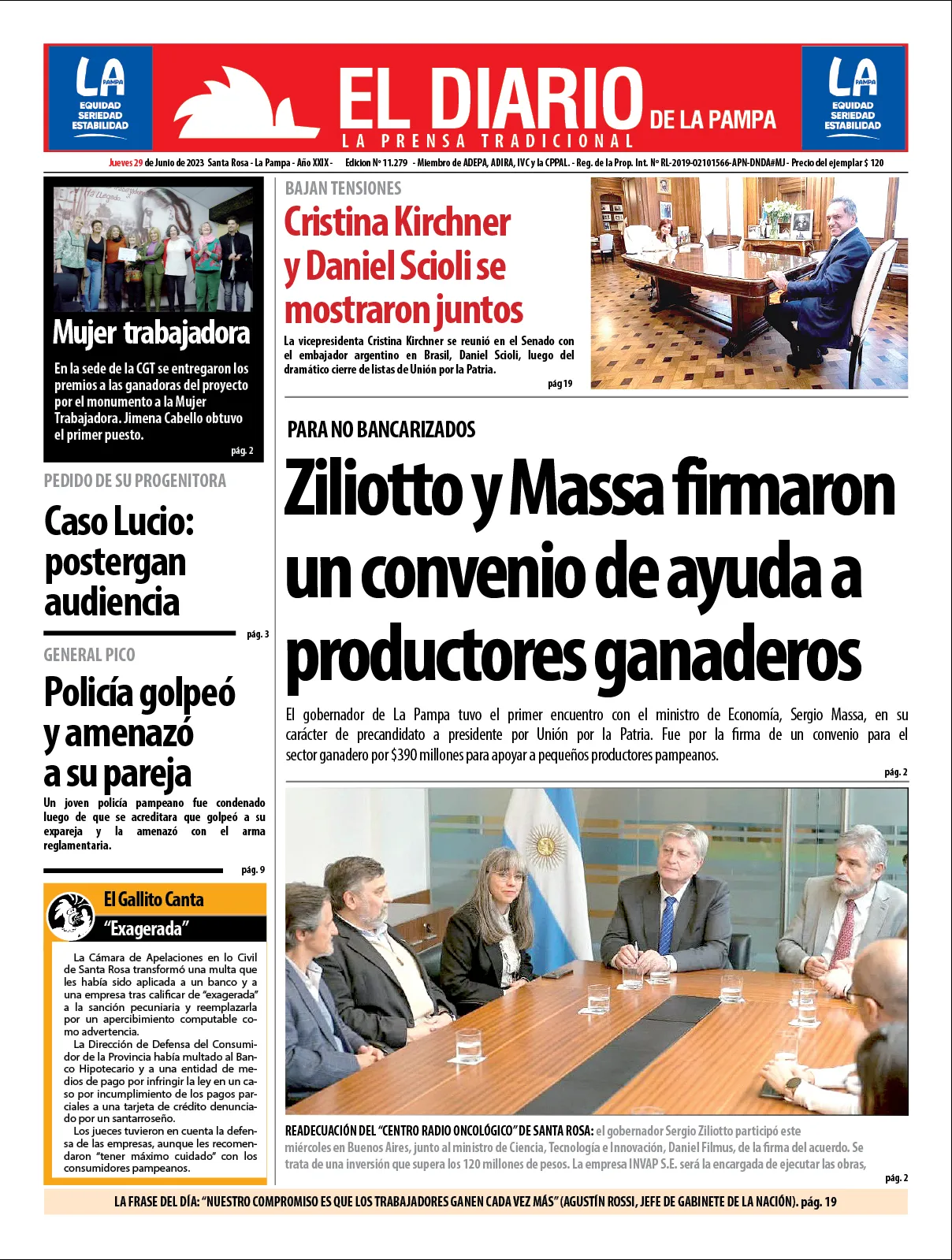 Tapa De El Diario En Papel Jueves 29 De Junio De 2023 El Diario De La Pampa 1097