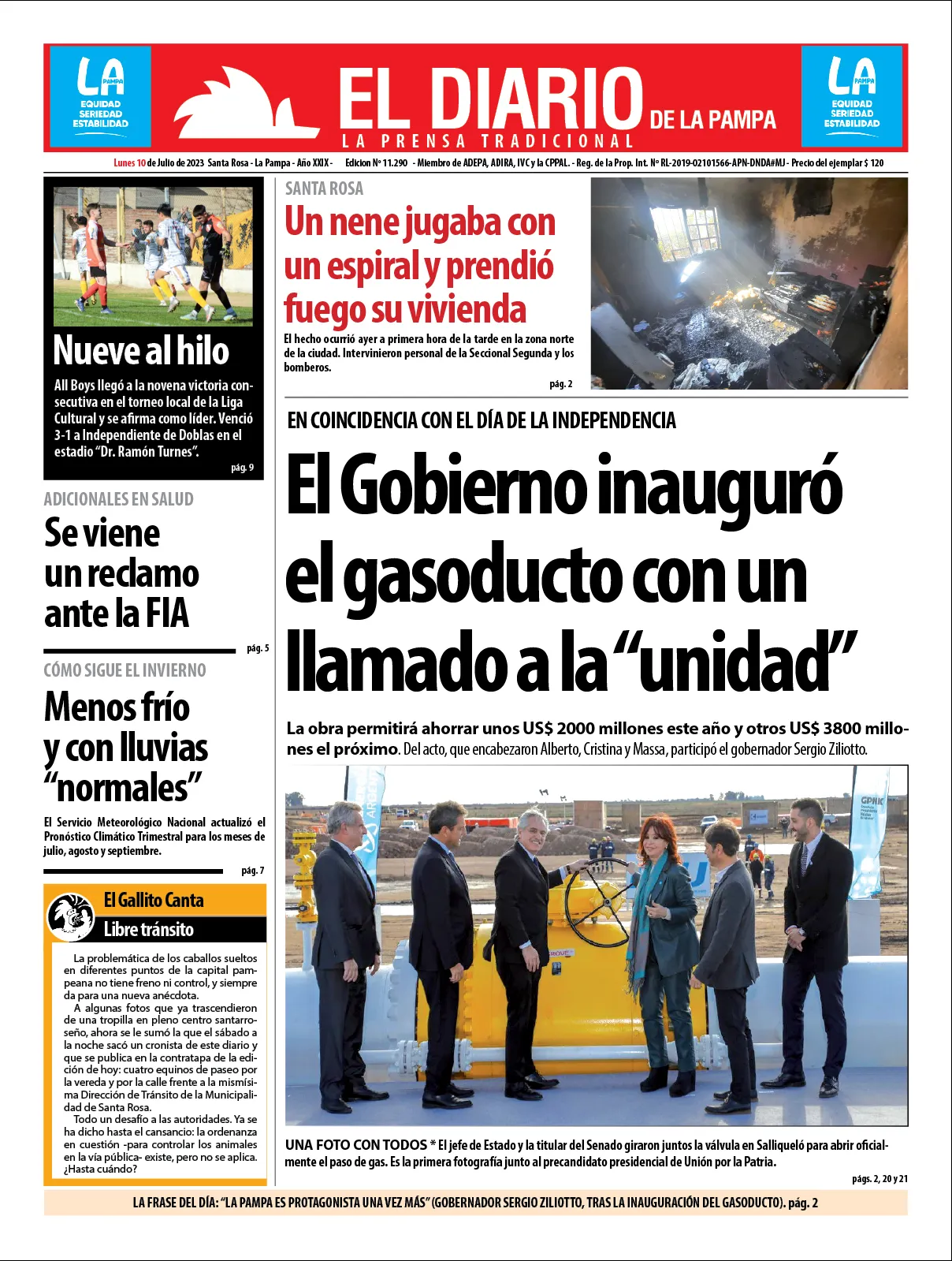 Tapa De El Diario En Papel Lunes 10 De Julio De 2023 El Diario De La