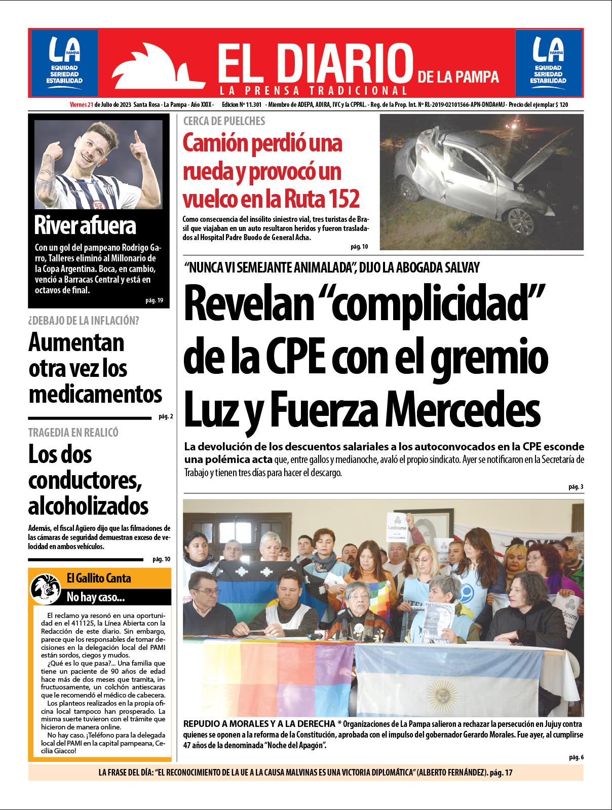 Tapa De El Diario En Papel Viernes 21 De Julio De 2023 El Diario De La Pampa 7591