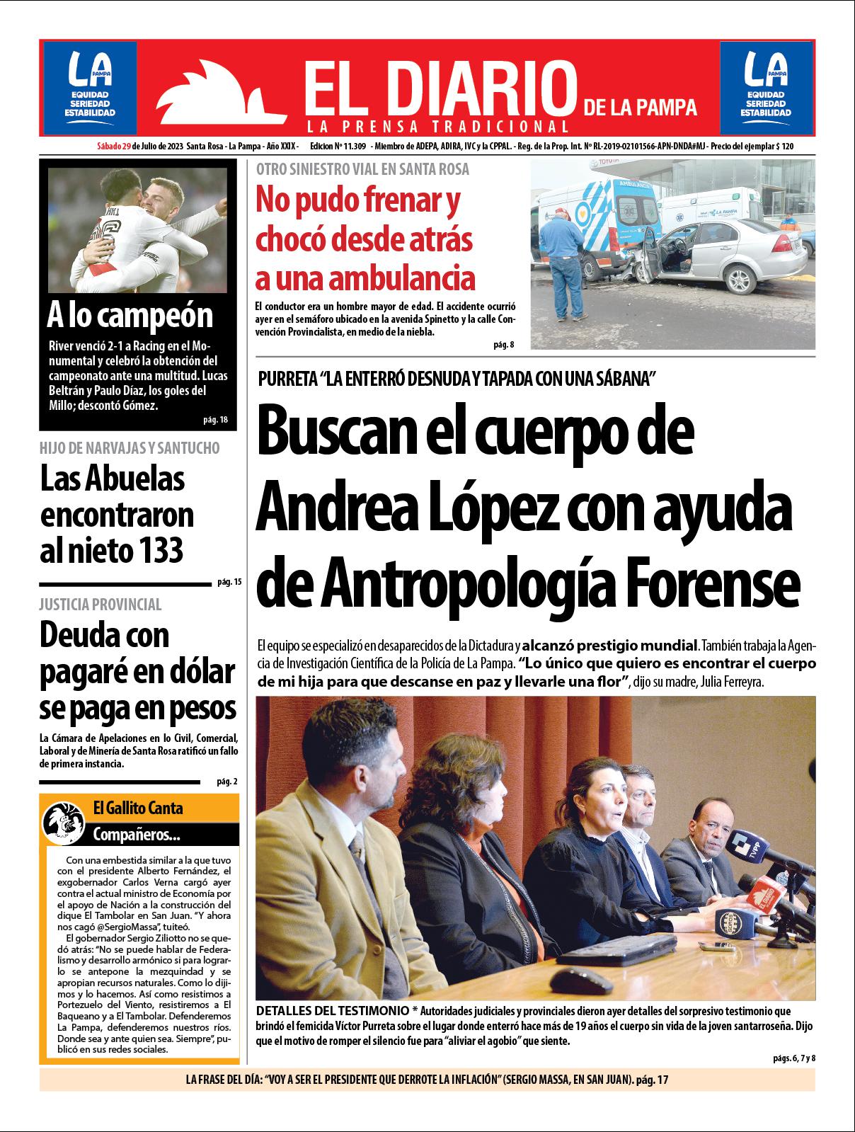 Tapa De El Diario En Papel Sábado 29 De Julio De 2023 El Diario De La Pampa 4787