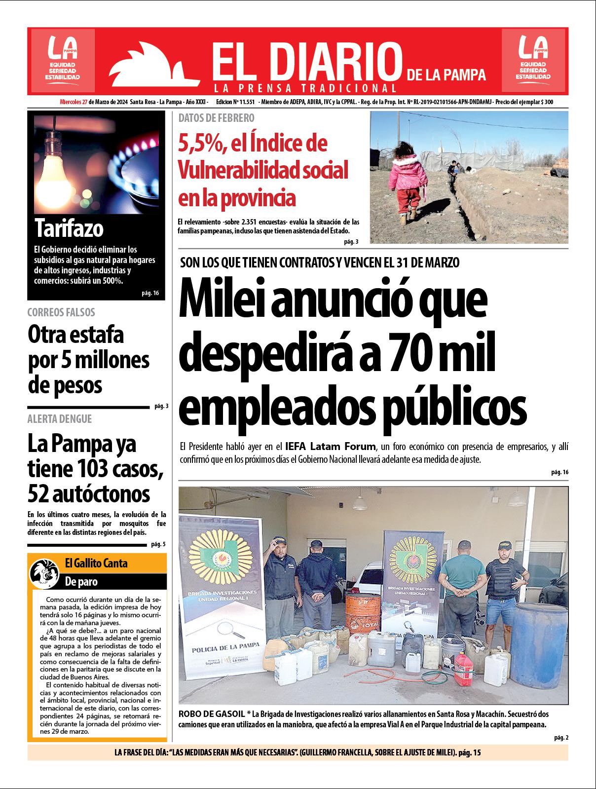 Tapa De El Diario En Papel Sábado 18 De Marzo De 2023 El Diario De La Pampa 4724