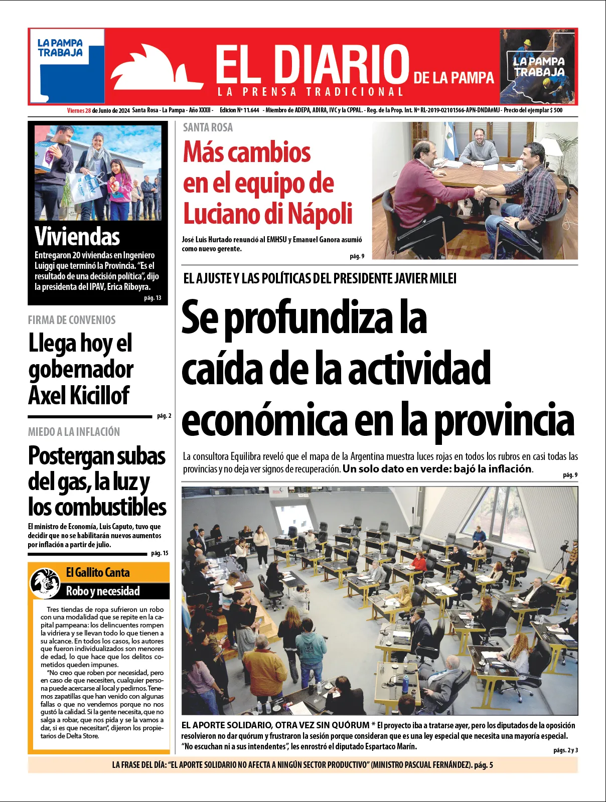 Tapa De El Diario En Papel Viernes 28 De Junio De 2024 :: El Diario De ...